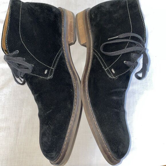 Vionic Chukka Boots Mens Size 13 M Black Suede Leather Lace Up Block Heels EUC
